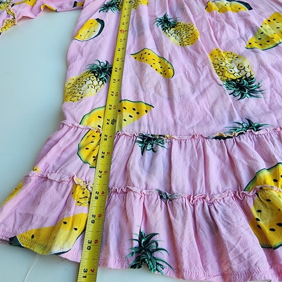 Solitaire Swim Cover Up Dress Pink Yelloe Pinapple Mellon Print Lighweight Sz M - Picture 7 of 11